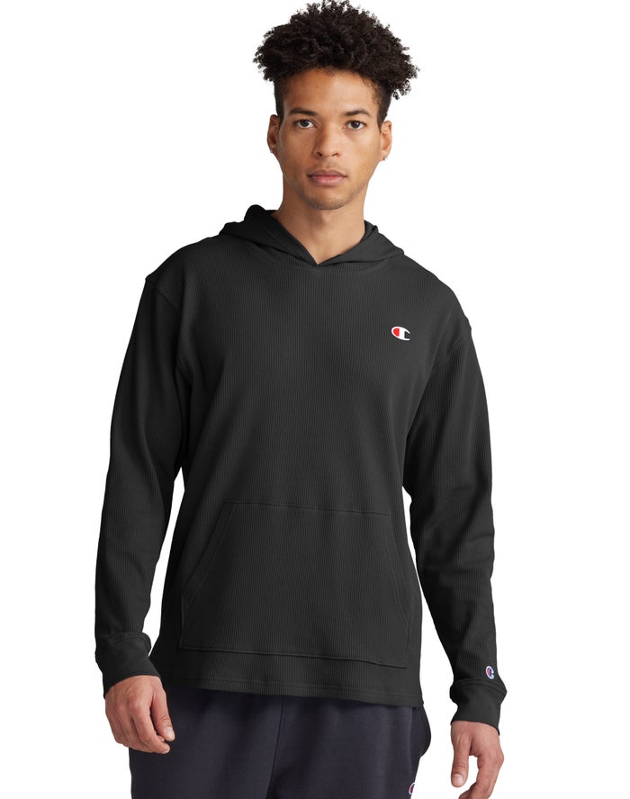 Champion Mens Hoodie NZ - Waffle Black ( 9380-OTFIX )